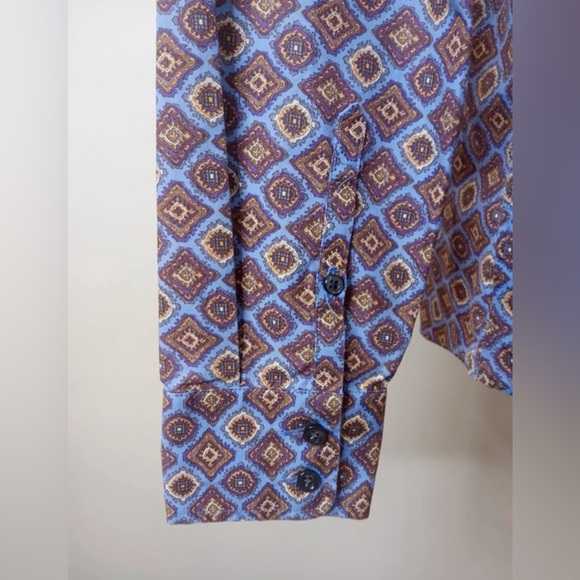 Lands’ End No Iron Supima Button-Up Shirt Women’s Size 8 Geometric Print - Picture 7 of 10